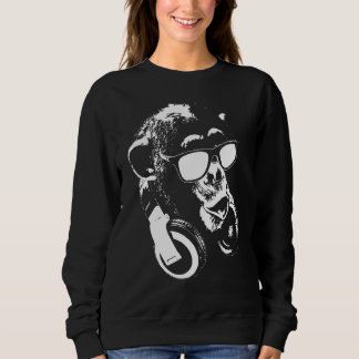 Sudadera Mono chimpancé con auriculares y gafas de sol
