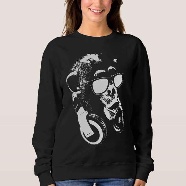 Sudadera Mono chimpancé con auriculares y gafas de sol (Anverso)