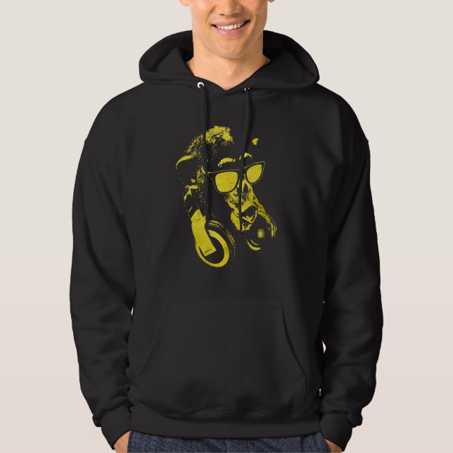 Sudadera Mono Chimpancé Con Gafas De Sol Y Auriculares 2 (Anverso)