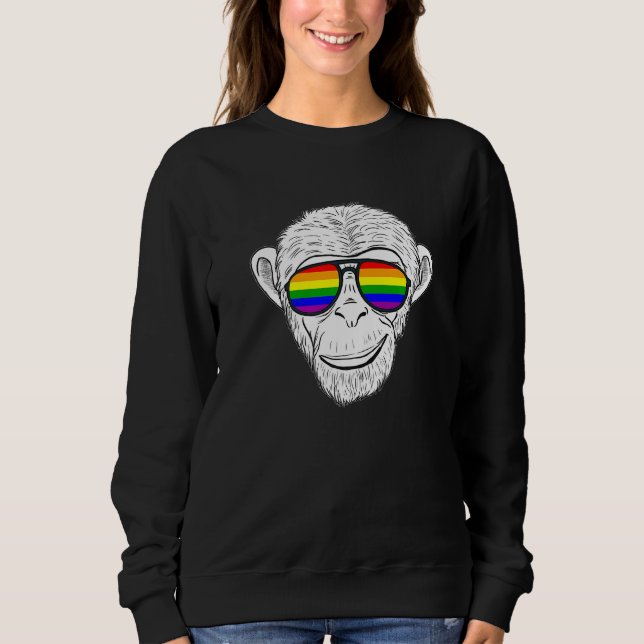 Sudadera Mono Chimpancé con lentes de sol arcoiris Mono arc (Anverso)