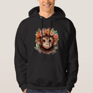 Sudadera Mono Chimpanzee Jungle Animal Boho Floral Ape 21