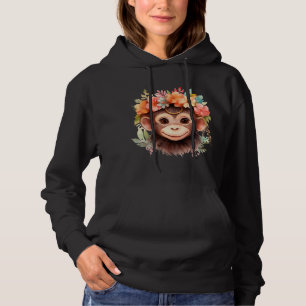 Sudadera Mono Chimpanzee Jungle Animal Boho Floral Ape 21