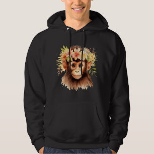 Sudadera Mono Chimpanzee Jungle Animal Boho Floral Ape 23