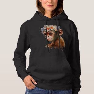 Sudadera Mono Chimpanzee Jungle Animal Boho Floral Ape 26