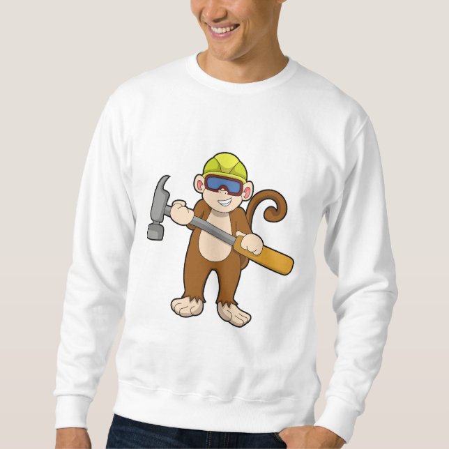 Sudadera Mono como artesano con martillo (Anverso)