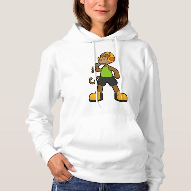 Sudadera Mono como cantante con micrófono y audífono (Anverso)