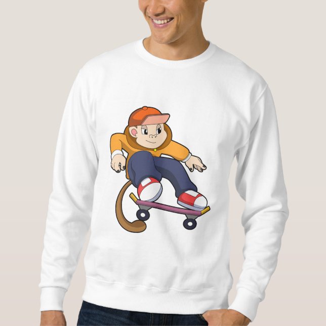 Sudadera Mono como patinador con patineta (Anverso)