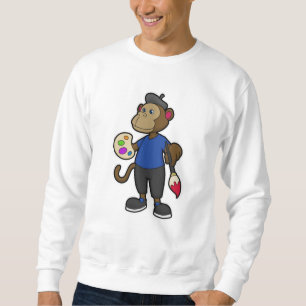 Sudadera Mono como pintador con pintura y pincel