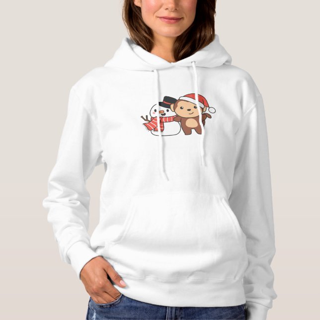 Sudadera Mono Con Snowman En Invierno Para Navidades (Anverso)