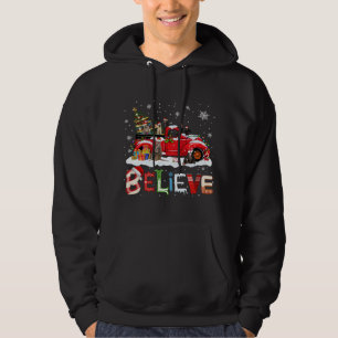 Sudadera Mono conduciendo camionetas rojas árbol de Navidad