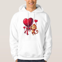 Mono de San Valentín con el corazón ligado