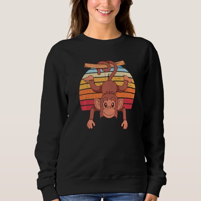 Sudadera Mono de zoo de chimpancé retro Mono lindo (Anverso)