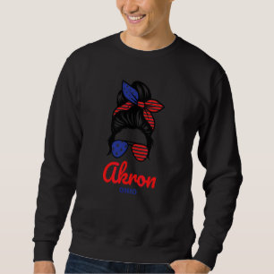 Sudadera Moño Desordenado Retro de Akron Ohio