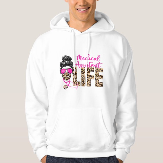 Sudadera Moño despeinado Asistente médica Leopardo Vida (Anverso)