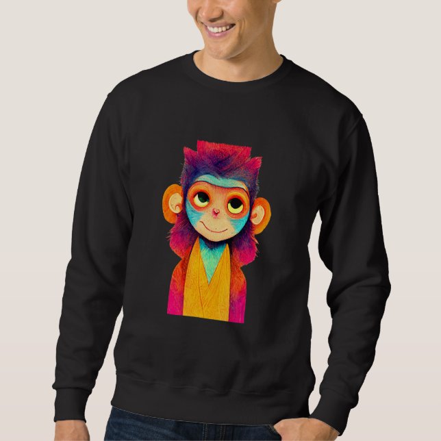 Sudadera Mono divertido con estilo feliz (Anverso)