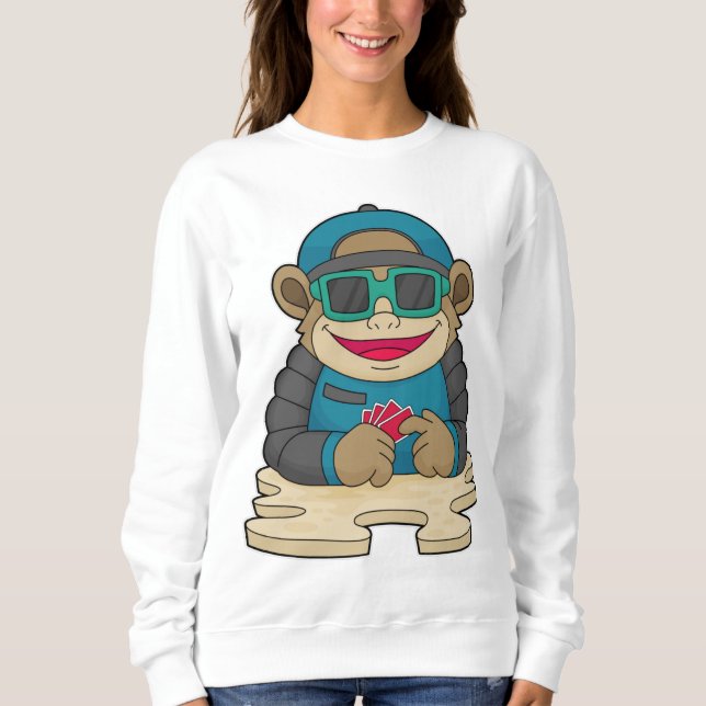 Sudadera Mono en Poker con tarjetas de póker y gafas de sol (Anverso)