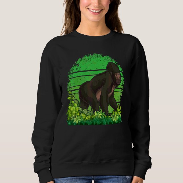 Sudadera Mono Fauna y flora Gorila Simio Retro Gorila (Anverso)
