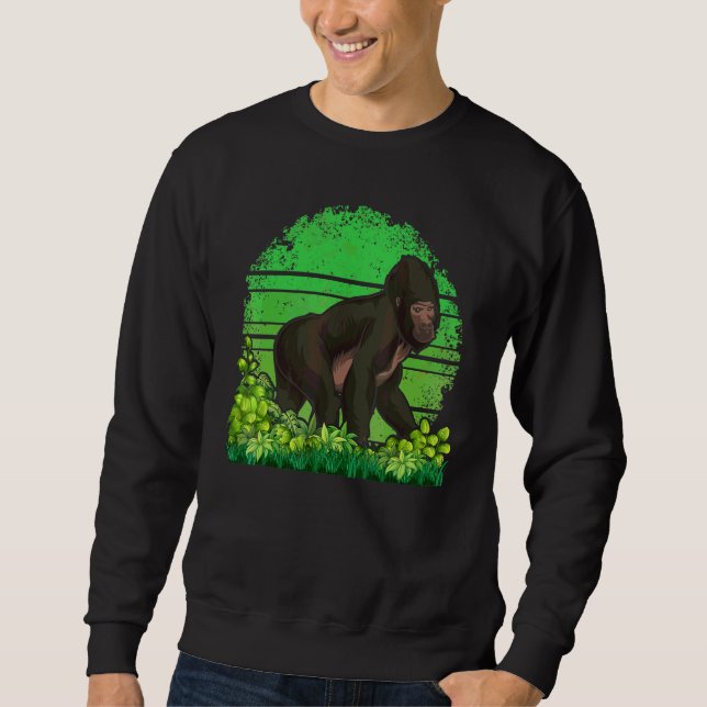 Sudadera Mono Fauna y flora Gorila Simio Retro Gorila (Anverso)