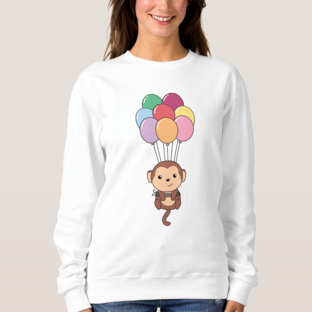 Sudadera Mono vuela Con Globos Coloridos (Anverso)