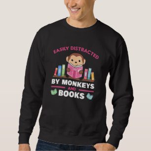 Sudadera Mono Y Libros Divertidos Con Libro