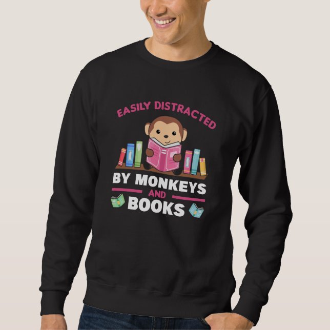 Sudadera Mono Y Libros Divertidos Con Libro (Anverso)