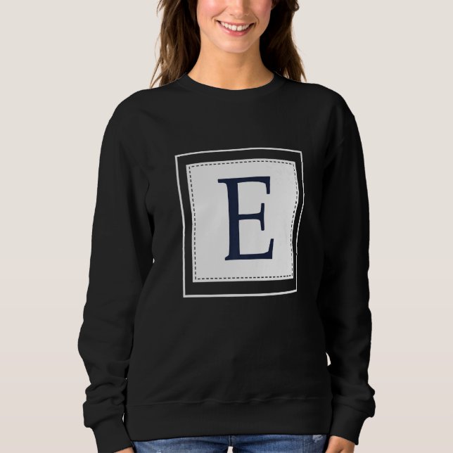 Sudadera Monogram Letter E Alphabet E Initial Navy Blue   (Anverso)