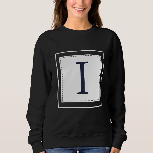 Sudadera Monogram Letter I Alphabet I Initial Navy Blue (Anverso)