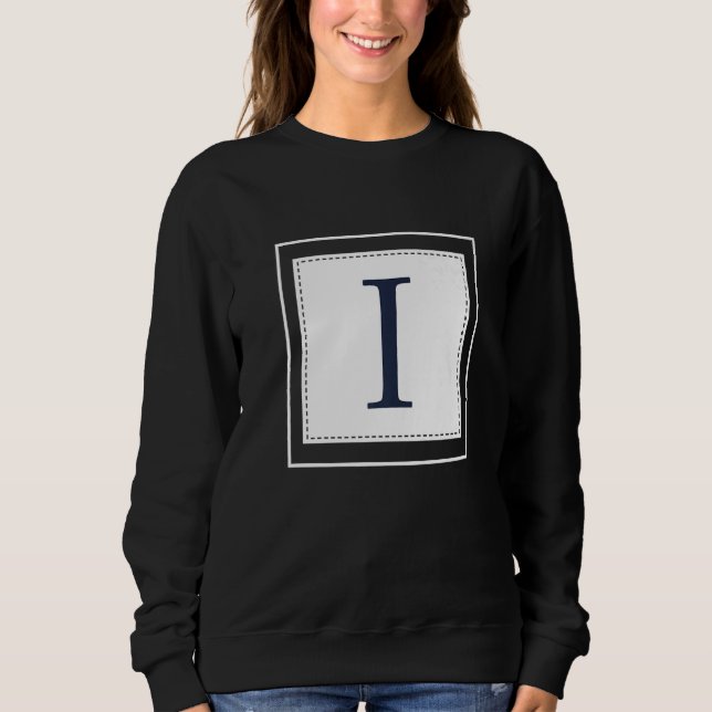 Sudadera Monogram Letter I Alphabet I Initial Navy Blue   (Anverso)