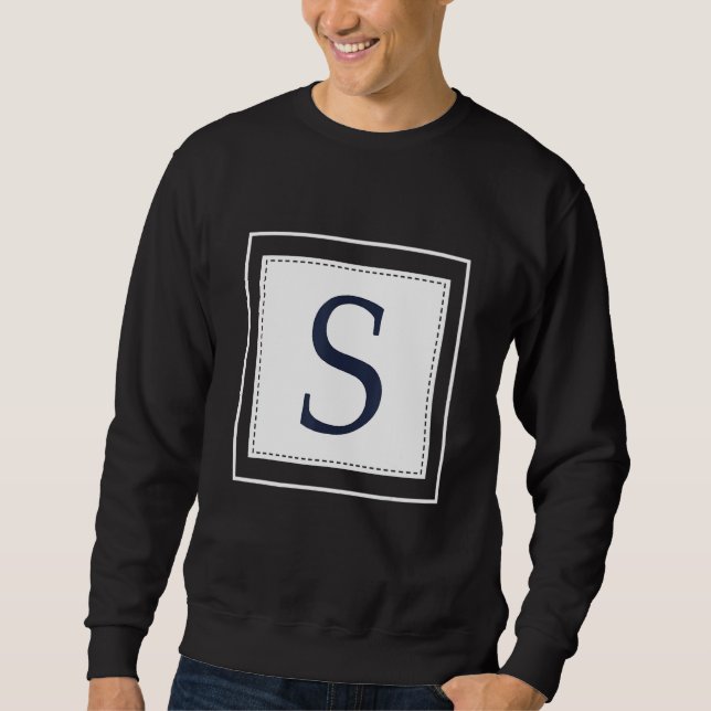 Sudadera Monogram Letter S Alphabet S Initial Navy Blue (Anverso)