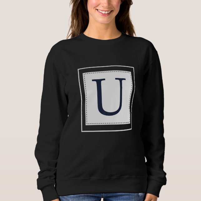 Sudadera Monogram Letter U Alphabet U Initial Navy Blue   (Anverso)