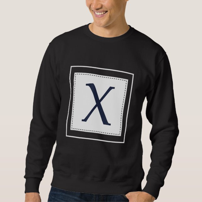 Sudadera Monogram Letter X Alphabet X Initial Navy Blue (Anverso)