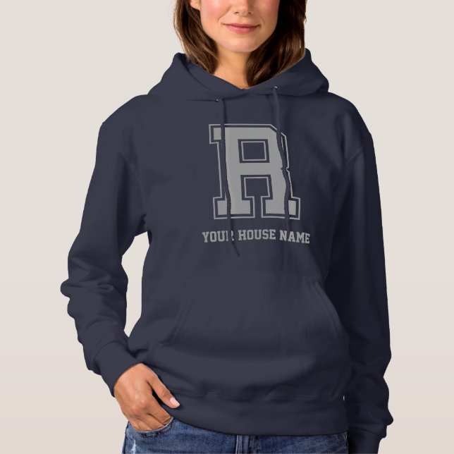 Sudadera Monograma Blue Gray College House Inicial R (Anverso)