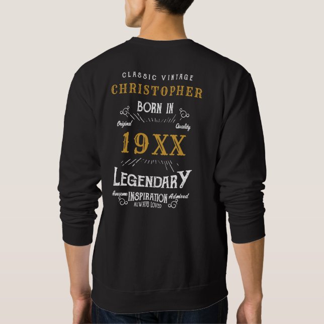 Sudadera Monograma de cumpleaños personalizado Padre legend (Reverso)