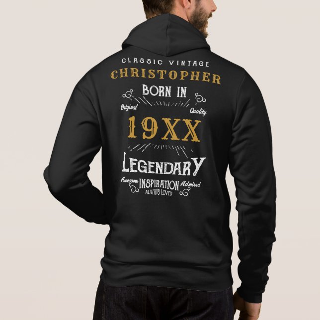 Sudadera Monograma de cumpleaños personalizado Padre legend (Reverso)