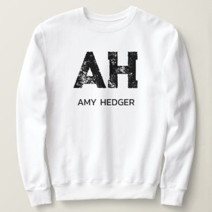 SUDADERA MONOGRAMA DE DOS LETRAS NEGRO MINIMALISTA NOMBRE B