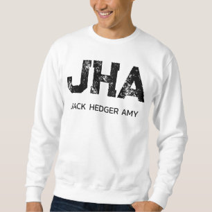 SUDADERA MONOGRAMA DE TRES LETRAS NEGRO MINIMALISTA NOMBRE