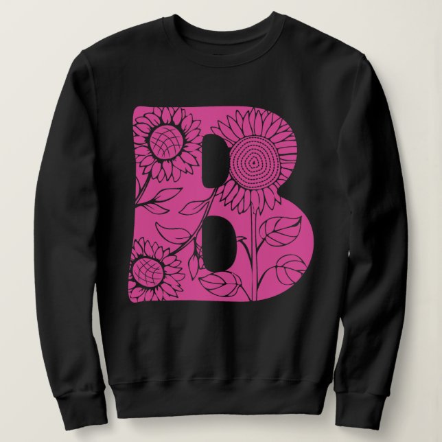 Sudadera Monograma floral de la letra mayúscula B (Anverso del diseño)