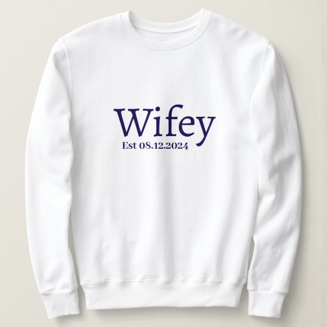 Sudadera Monograma Mínimo Moderno Con Estilo Wifey Personal (Anverso del diseño)