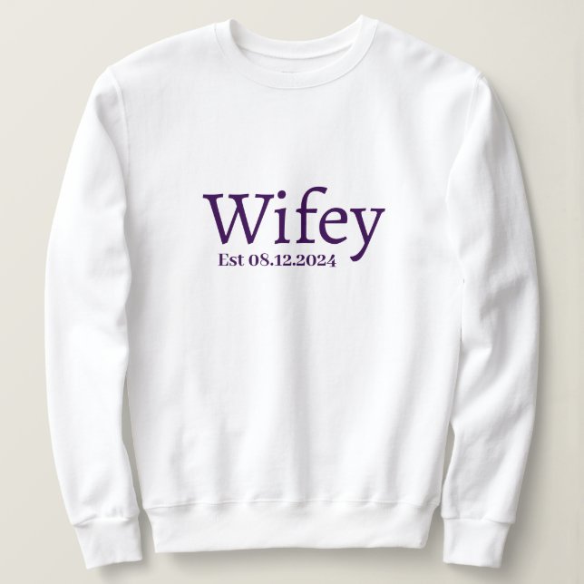 Sudadera Monograma Mínimo Moderno Con Estilo Wifey Personal (Anverso del diseño)