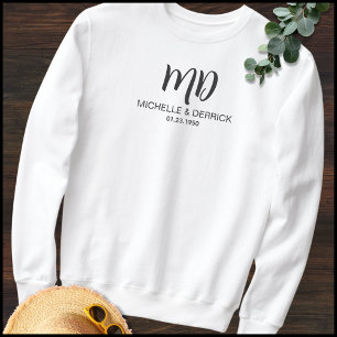 Sudadera Monograma moderno negro y blanco: marido y mujer