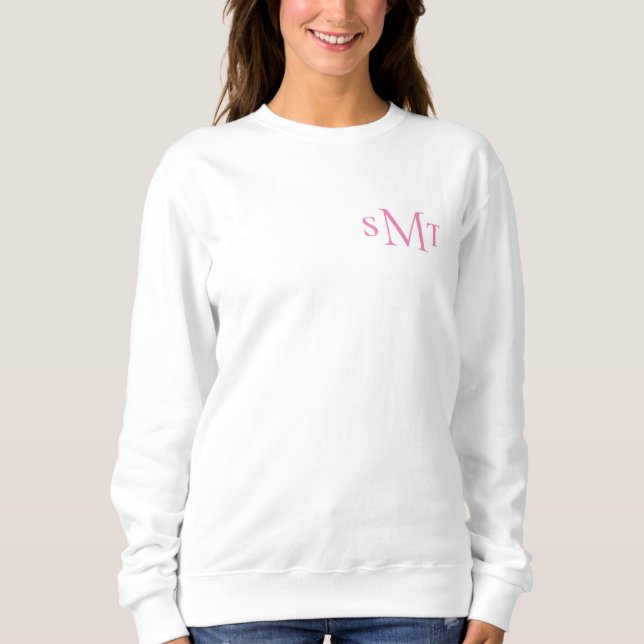 Sudadera Monograma rosa y blanco de tres letras (Anverso)