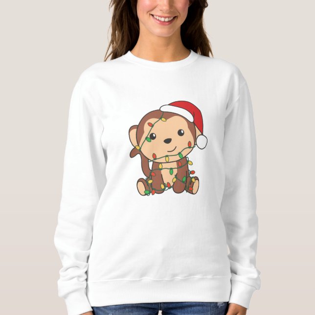 Sudadera Monos Navidades de monos Animales de Invierno Mono (Anverso)