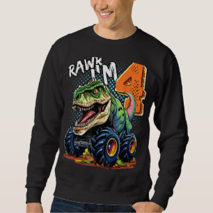 Sudadera Monster Camión Dinosaurio T-Rex 4º cumpleaños Niño