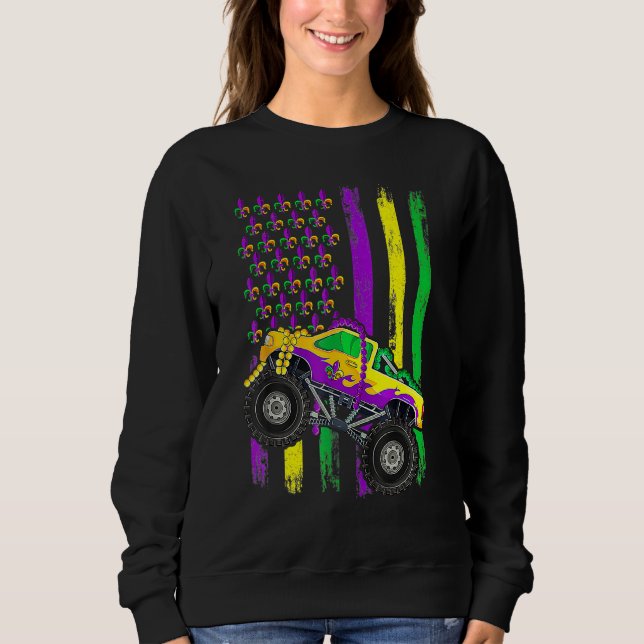 Sudadera Monster Truck Beads American Flag Mardi Gras Boys  (Anverso)