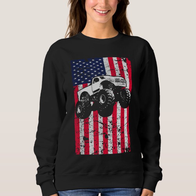 Sudadera Monster Truck Carreras de Bandera Estadounidense P (Anverso)