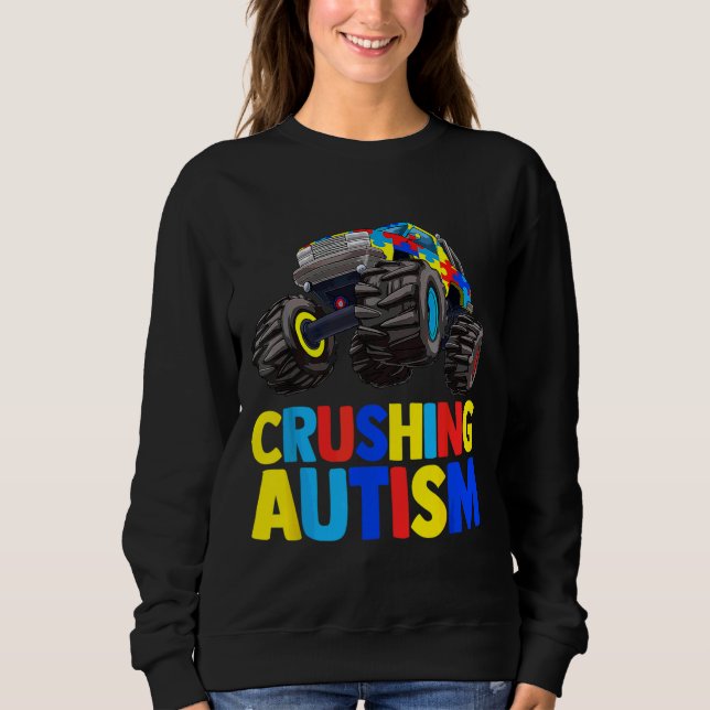 Sudadera Monster Truck Crushing Austim Autism Awareness (Anverso)