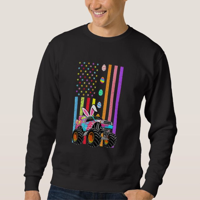 Sudadera Monster Truck Pascua Huevos Bandera Americana Niño (Anverso)