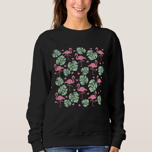 Sudadera Monstera Plant Flamingo Pattern (Anverso)