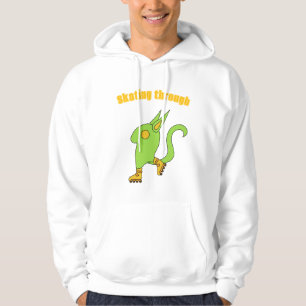 Sudadera Monstruo adorable verde sobre patines