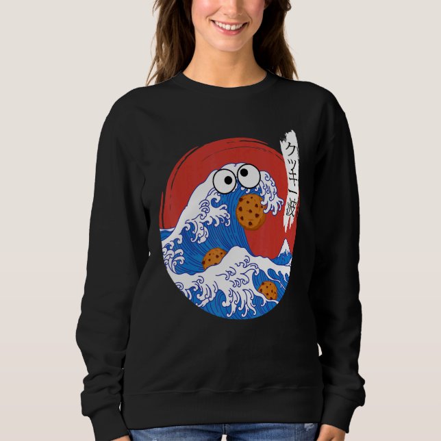 Sudadera Monstruo de la Gran Ola Comiendo Cocinas Kanji C J (Anverso)